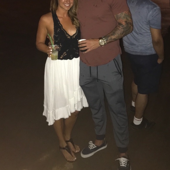 Free People Dresses & Skirts - Free People Black Crocheted Bodice White Midi Dress